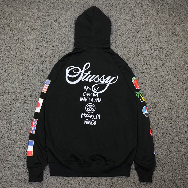 detail bahan stussy hoodie